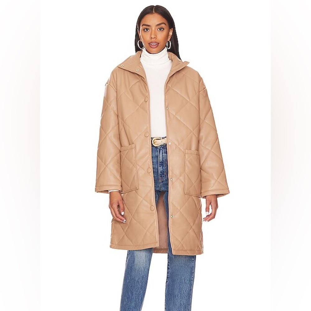 Lovers & friends Tan Quilted Women's Coat - vegan leather 🤎🤎🤎🤎